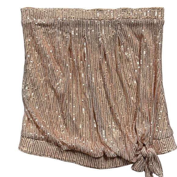 Grace Karin Strapless Bandeau Style Sequined Top Champagne Gold Size Medium - Picture 7 of 10